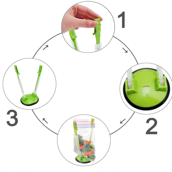 Baggy Rack Hands-Free Clip Food Storage Freezer Baggy Holder,Bag Holder 6 Pack - Picture 4 of 7